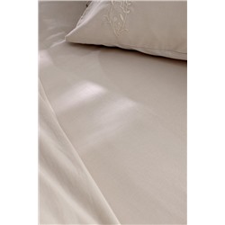 Loris King Size %100 Pamuk Nakışlı Nevresim Takımı - Bej
