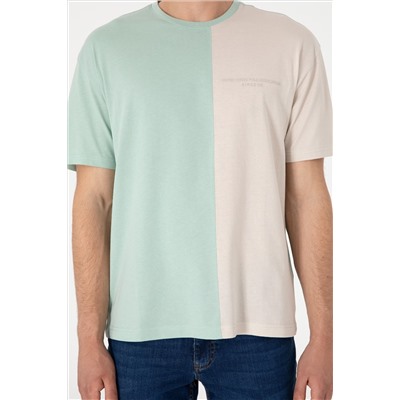 Erkek Comfort Fit Bisiklet Yaka Su Yeşili Tişört