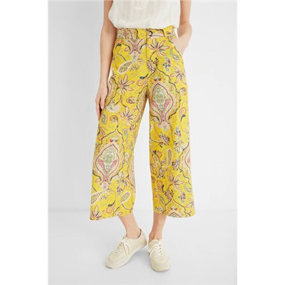 Pantalón culotte cropped paisley