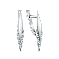 Серьги из серебра и фианитами родированные с-4984-р