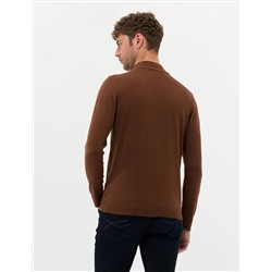 Kahverengi Slim Fit Yarım Balıkçı Basic Triko Kazak