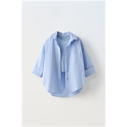 STRIPED SHIRT WITH RIBBED TOP