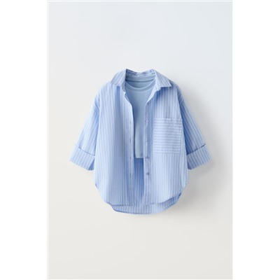 STRIPED SHIRT WITH RIBBED TOP