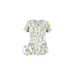 UA Stand Tall White Print Scrub Top