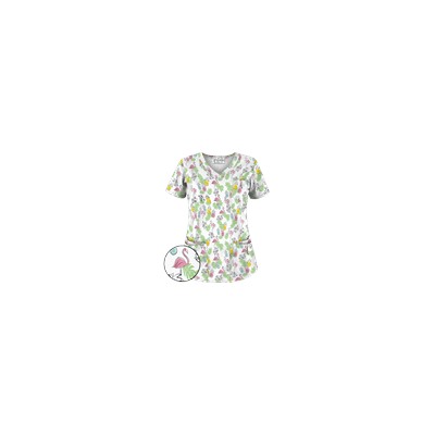 UA Stand Tall White Print Scrub Top