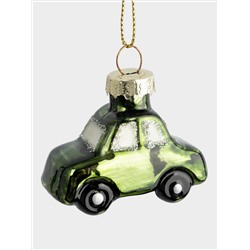 Игрушка елочная, 5 см, стекло, зеленая, Машинка, New year