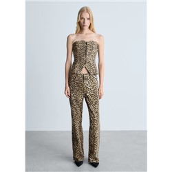 Jeans rectos tiro alto leopardo