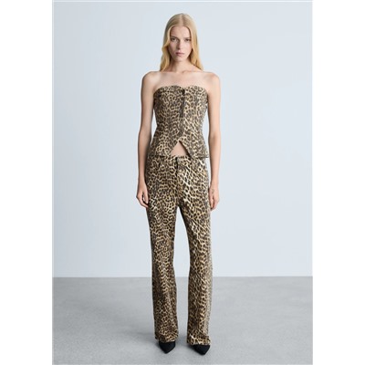 Jeans rectos tiro alto leopardo
