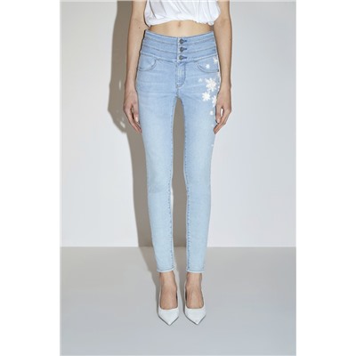 Vaquero skinny fit de tiro alto Azul claro