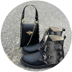 Ab. Zapatos 27025 serpiente · NEGRO+AB.Z Pelle · Abeja (460) Negro АКЦИЯ