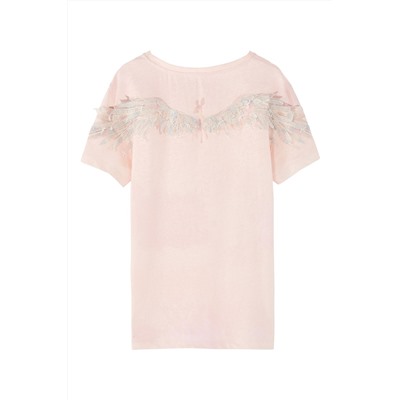 Camiseta de lino Rosa claro jaspeado