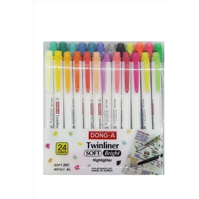 Dong A Donga Twinliner Soft Bright 24 Renk Çift Taraflı Fosforlu Kalem 8801456124140