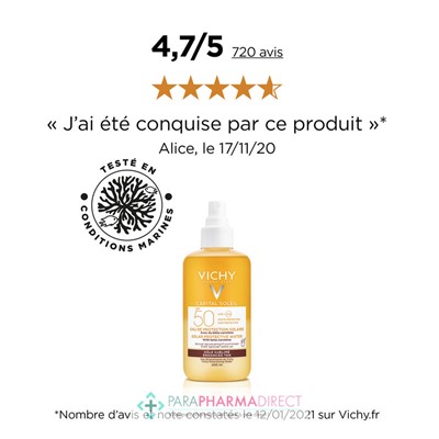 Vichy Capital Soleil SPF50 Eau de Protection Solaire Hâle Sublimé 200ml
