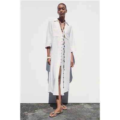 LINEN BLEND SHIRT DRESS