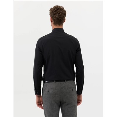 Siyah Slim Fit Uzun Kollu Basic Gömlek