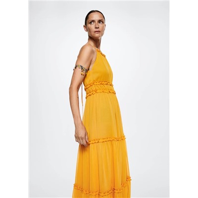 Vestido maxi volantes -  Mujer | MANGO OUTLET España