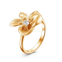 Серьги из золочёного серебра с горным хрусталём 925 пробы 2-493з429