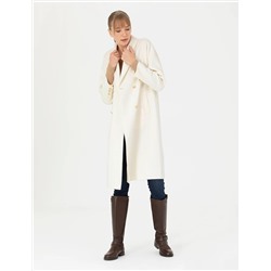 Krem Comfort Fit Kaşe Kaban