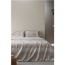 Adelya King Size %100 Pamuk Madame Coco Crep Baskılı Nevresim Takımı - Bej