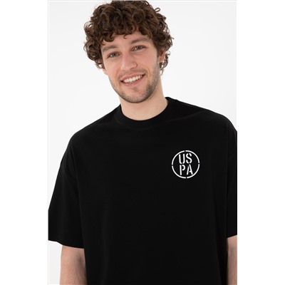 Erkek Oversize Fit Bisiklet Yaka Siyah Tişört