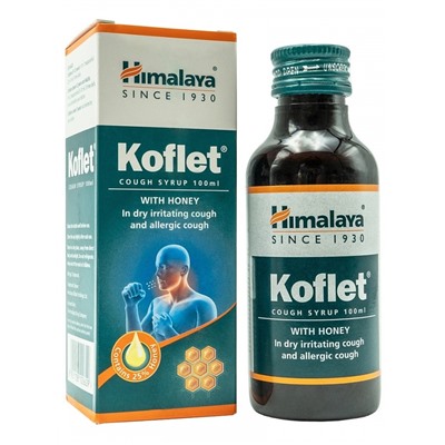 HIMALAYA Koflet Кофлет сироп для устранения симптомов при кашле и боли в горле 100мл