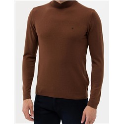Kahverengi Slim Fit Yarım Balıkçı Basic Triko Kazak