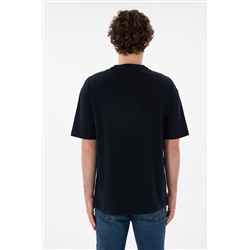 Erkek Comfort Fit Bisiklet Yaka Lacivert Tişört