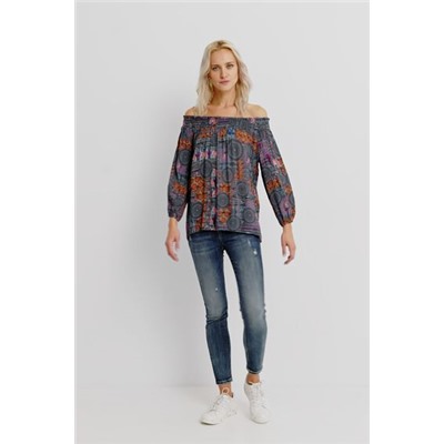 Blusa boho cuello barco