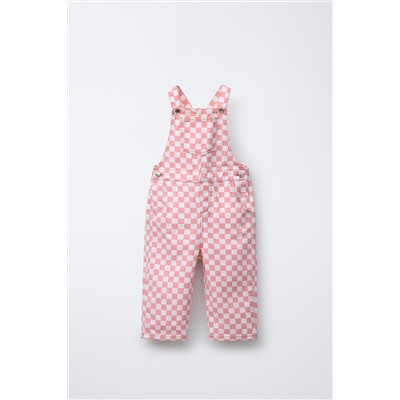 CHECKERBOARD TWILL LONG DUNGAREES