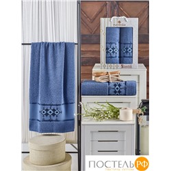 10681 Комп. Пол. MERZUKA махр. в короб. (50x90/1)(70х140/1) 2 шт. OTANTIC тёмно-голубой