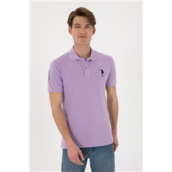 Erkek Slim Fit Polo Yaka Lila Basic Tişört