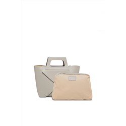 Bolso de piel y neceser Rita Gris claro