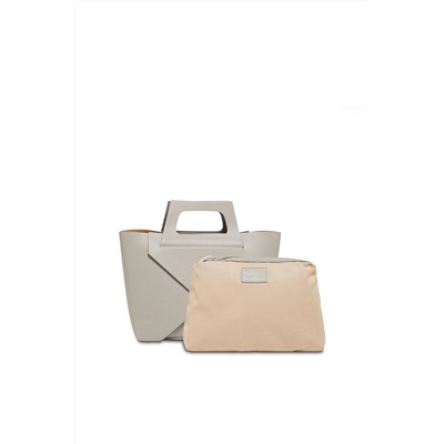 Bolso de piel y neceser Rita Gris claro