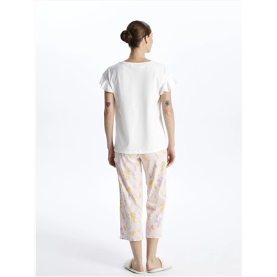 LC Waikiki V Yaka Desenli Kısa Kollu Kadın Kaprili Pijama Takımı, LCW DREAM                                            
                                            V Yaka Desenli Kısa Kollu Kadın Kaprili Pijama Takımı