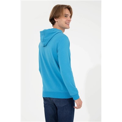 Erkek Kobalt Kapüşonlu Sweatshirt