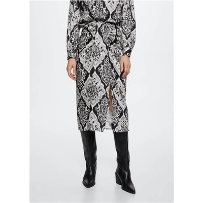 Falda satinada estampada -  Mujer | MANGO OUTLET Melilla