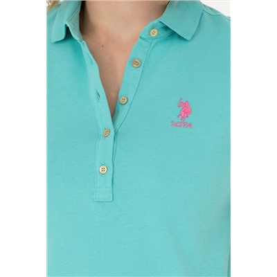 Kadın Mint Polo Yaka Mini Boy Örme Elbise