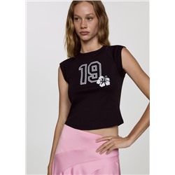 Camiseta crop estampada