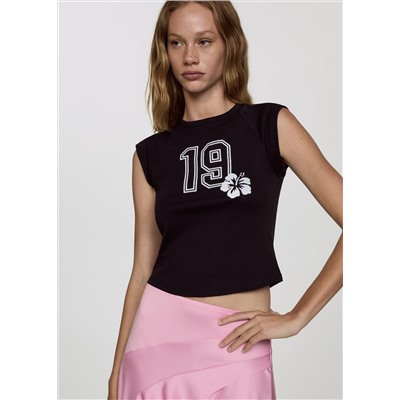 Camiseta crop estampada