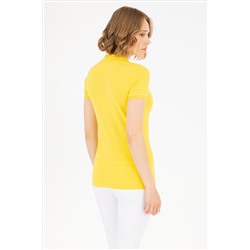 Kadın Sarı Basic Polo Yaka Tişört