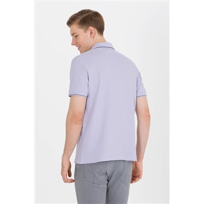 Erkek Lila Basic Polo Yaka Tişört