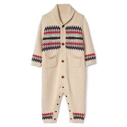 Fair isle shawl sweater one-piece