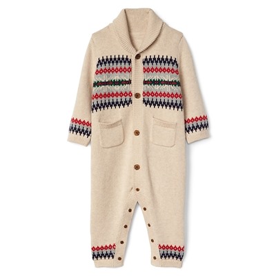Fair isle shawl sweater one-piece