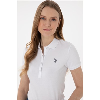 Kadın Beyaz Basic Polo Yaka Tişört