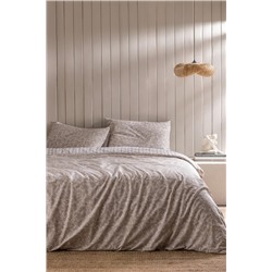 Garde King Size %100 Pamuk Ranforce Baskılı Nevresim Takımı - Bej