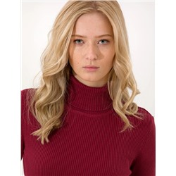 Balıkçı Yaka Bordo Slim Fit Basic Kazak