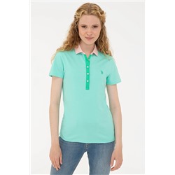 Kadın Mint Basic Polo Yaka Tişört
