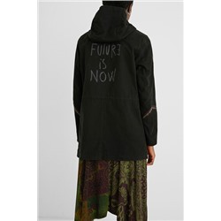 Parka capucha parches