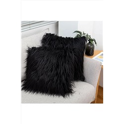 LadiesHome Siyah Peluş Kırlent Kılıfı 1.sınıf Kumaş MWpls001
