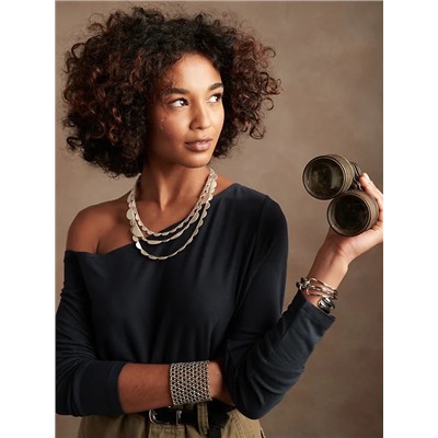 Rayon One-Shoulder Top